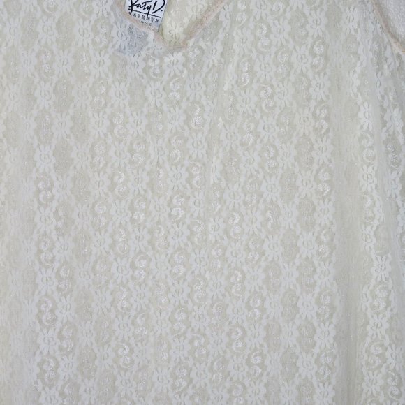 Vintage Kathryn Deene Full Length White Lace Night Gown 26/28 Nylon Sleeveless - Picture 10 of 14